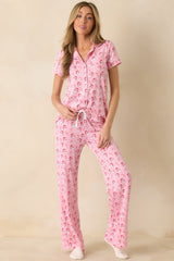 Jolly Little Thing Light Pink Multi Santa Pajama Pants