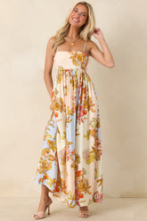 MINKPINK Fiore Multi Pastel Floral Tie Back Maxi Dress