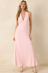 MINKPINK Amelia Soft Pink Halter Midi Dress