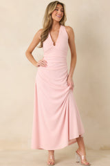 MINKPINK Amelia Soft Pink Halter Midi Dress