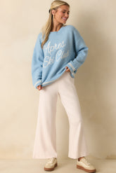 Eat Après Love Powder Blue Knit Embroidered Sweater