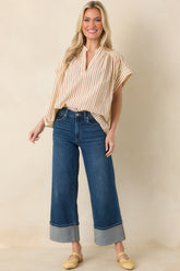 FRNCH Bonaia Butter Yellow Multi Stripe Cotton Blouse