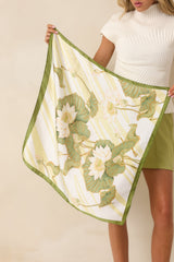 Still Waters Sage Green Botanical Print Scarf