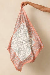 Where The Wind Blows Rose Pink Multi Print Satin Scarf