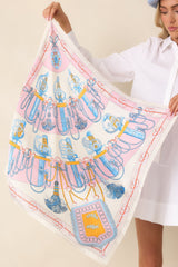 Tied in Tradition Blush Multi Rope & Tassel Print Scarf