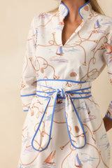Prosperina Matilda Ivory Multi Cotton Nautical Maxi Dress