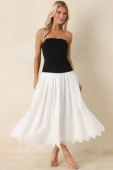 It's a Classic Black & White Cotton Eyelet Strapless Midi Dress
