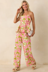 Flower Power Move Pink Floral Cotton Peplum Top