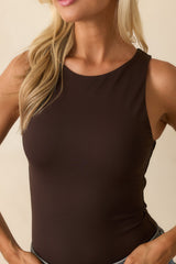 Roxanna Dark Brown Sleeveless Tank Bodysuit