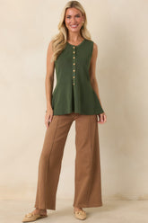 Everything in Place Olive Green Knit Peplum Top