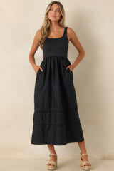 Z Supply Johanna Black Sleeveless Midi Dress
