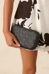 Where Our Paths Cross Black Woven Raffia Clutch