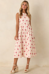 Heirloom Blooms Ivory Floral Cotton Midi Dress
