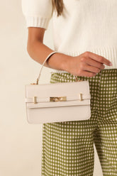 Carry On Your Way Ivory Faux Leather Top Handle Bag