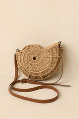 Living on the Curve Golden Natural Woven Nautilus Crossbody