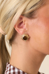 Tied It All Together Textured Brown Stone Stud Earrings