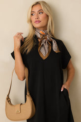 Remember The Details Brown Multi Geometric Print Satin Scarf