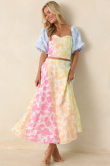 She's a Rainbow Multi Floral Cotton Linen Cropped Top