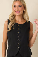 Z Supply Roman Black Linen Button Front Vest