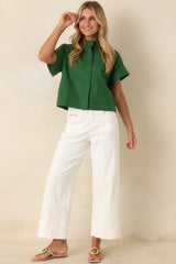 Looking Polished White Stretch Cotton Wide Leg Pants