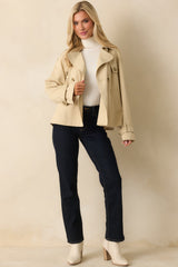 Take It From the Top Tan Cropped Trench-Style Jacket