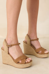 Lovely Steps Tan Platform Wedges