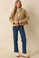 Let's Go There Tan Cotton Twill Utility Jacket