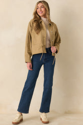 Let's Go There Tan Cotton Twill Utility Jacket