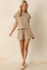 Z Supply Tilly Taro Brown Cotton Stripe Top