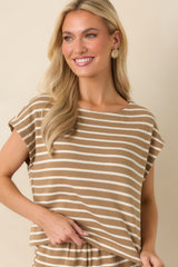Z Supply Tilly Taro Brown Cotton Stripe Top