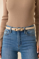 Something You Won't Expect Light Taupe Faux Leather Belt