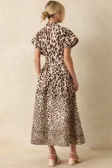 Wild About It Taupe Leopard Print Denim Pocketed Maxi Dress