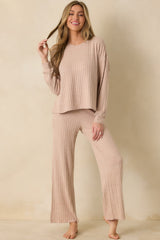 Z Supply Taupe Daydream Silky Rib Long Sleeve Top