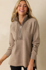 SPANX AirEssentials® Taupe Brushed Half Zip Tunic