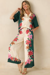 Z Supply Lani Kiwi Teal Multi Floral Button Up Top