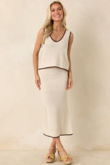 Z Supply Beige Yessenia Whipstitch Midi Skirt