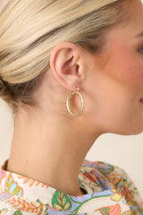 Soft Shimmer Gold Textured Hoop Earrings