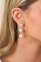 Third Time's a Charm Gold & Pearl Drop Earrings
