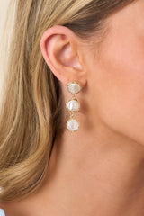 Third Time's a Charm Gold & Pearl Drop Earrings