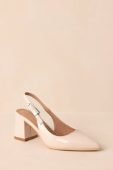Cloud Nine Nights Ivory Patent Slingback Block Heels