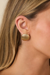 Just Roll With It Gold Textured Circle Stud Earrings