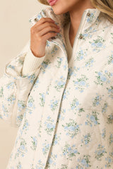 Simply Yours Ivory Multi Floral Pattern Quilted Jacket