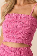 Life Can Surprise You Hot Pink Smocked Crop Top