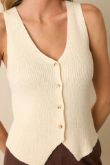 Part Of My Routine Ivory Button Front Sweater Vest