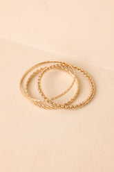 Back on the Chain Gang Gold Textured Bangle Set