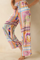 MINKPINK Elysia White Multi Tropical Tile Print Drawstring Pants