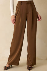 Mark My Words Brown High Waisted Wide Leg Trousers