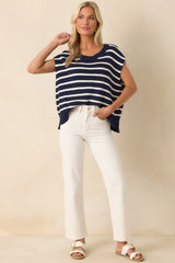 Daring Diva Navy Stripe Oversized Sweater Vest