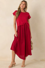 All Pulled Together Red Knit Sweater