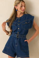 The Road Less Traveled Dark Wash Denim Romper